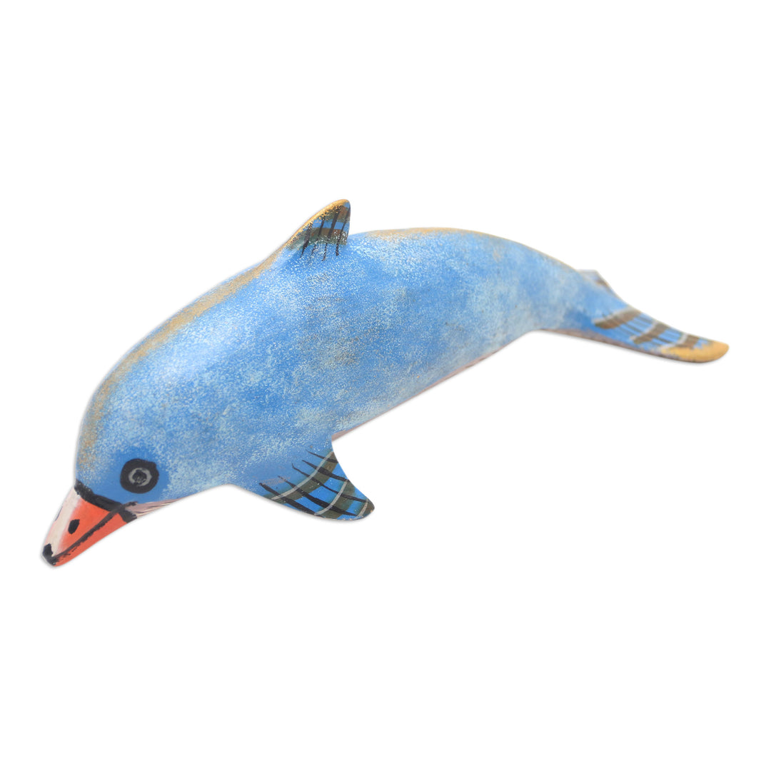 Hand Made Jempinis Wood Dolphin Statuette - Air Play