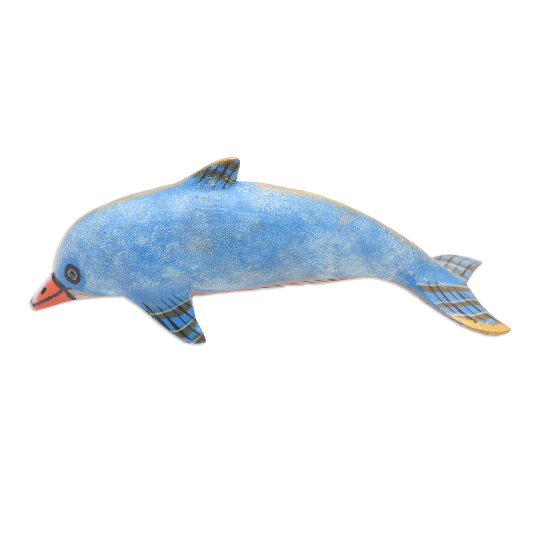 Hand Made Jempinis Wood Dolphin Statuette - Air Play