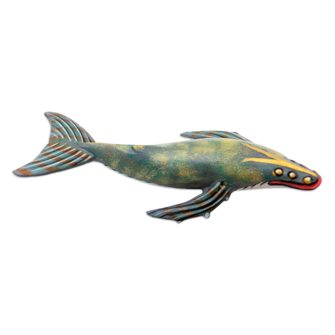 Hand Carved Jempinis Wood Whale Statuette - Basking Whale