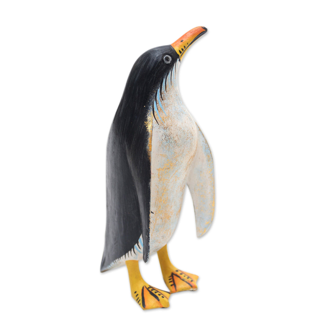 Hand Crafted Jempinis Wood Penguin Statuette - Friendly Penguin