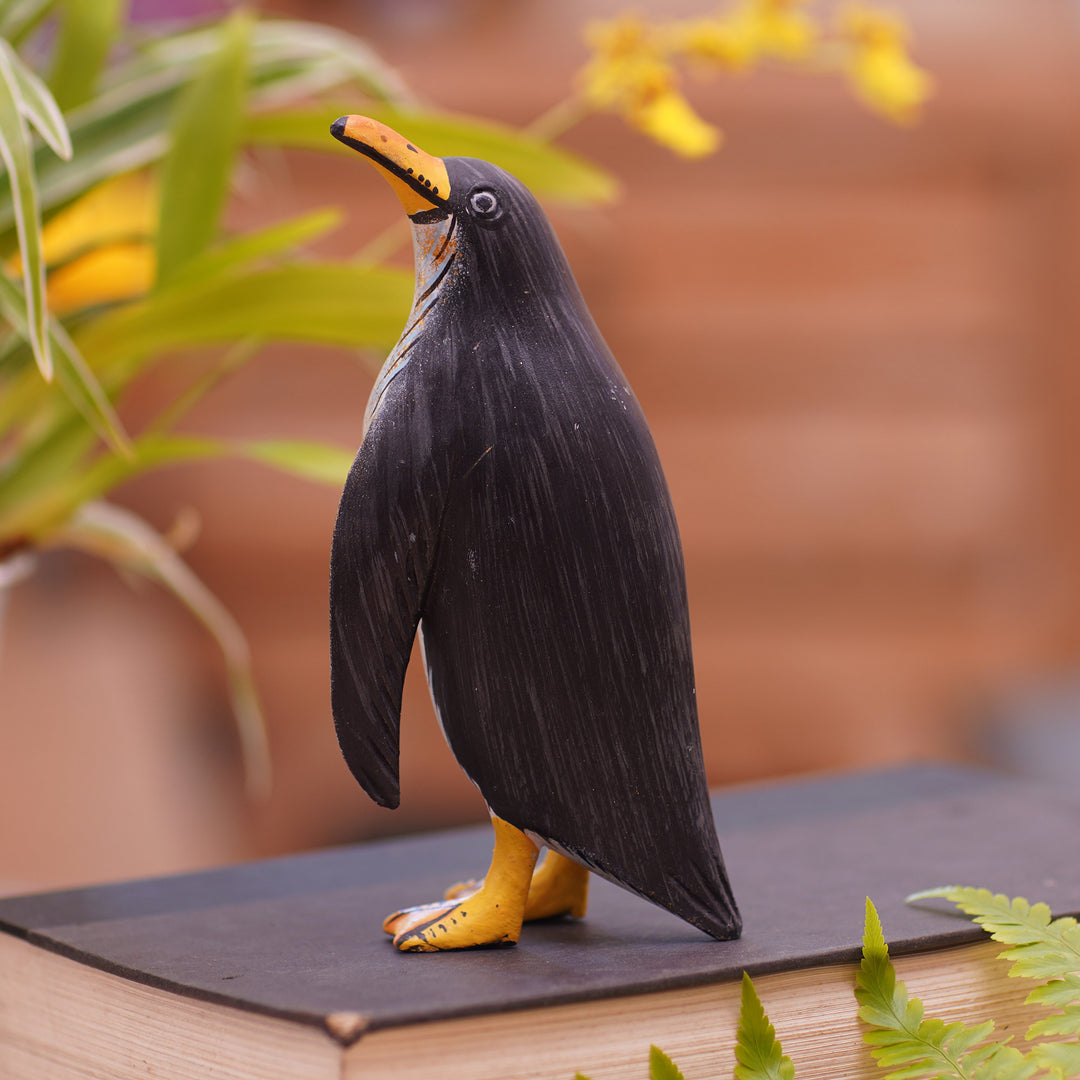 Hand Crafted Jempinis Wood Penguin Statuette - Friendly Penguin
