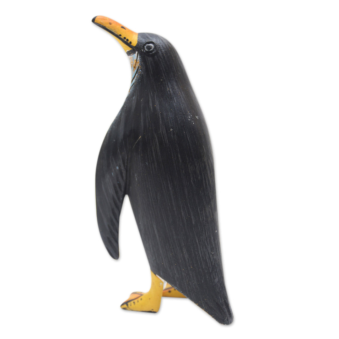 Hand Crafted Jempinis Wood Penguin Statuette - Friendly Penguin