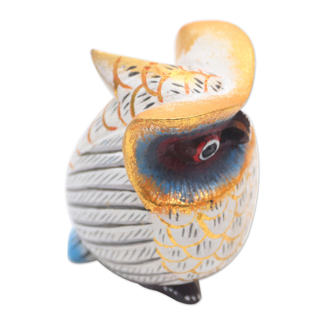 Artisan Crafted Jempinis  Wood Owl Statuette - Midnight Hunt