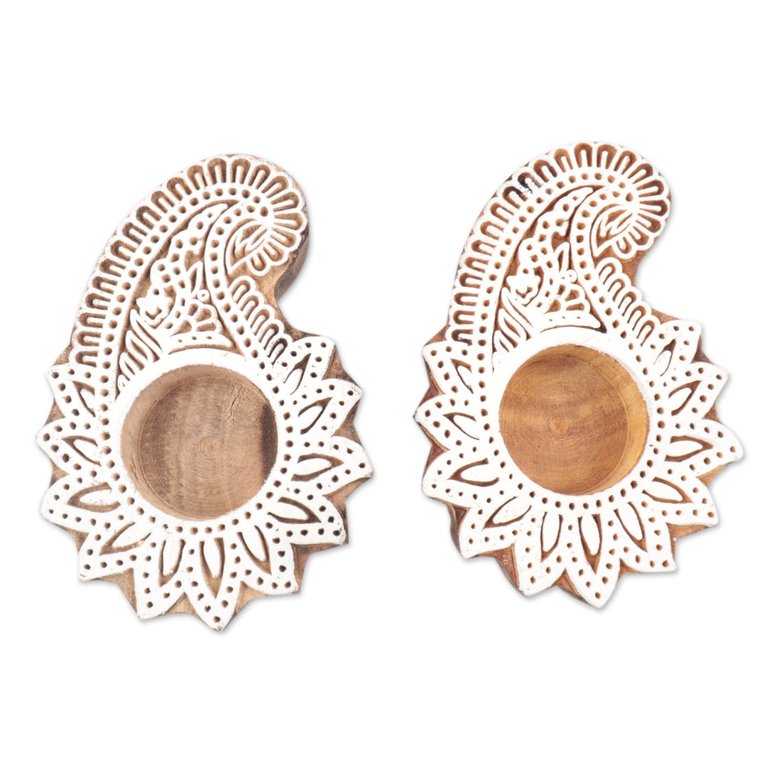 Handmade Tealight Candle Holders with Paisley Motif (Pair) - Kindled Paisley