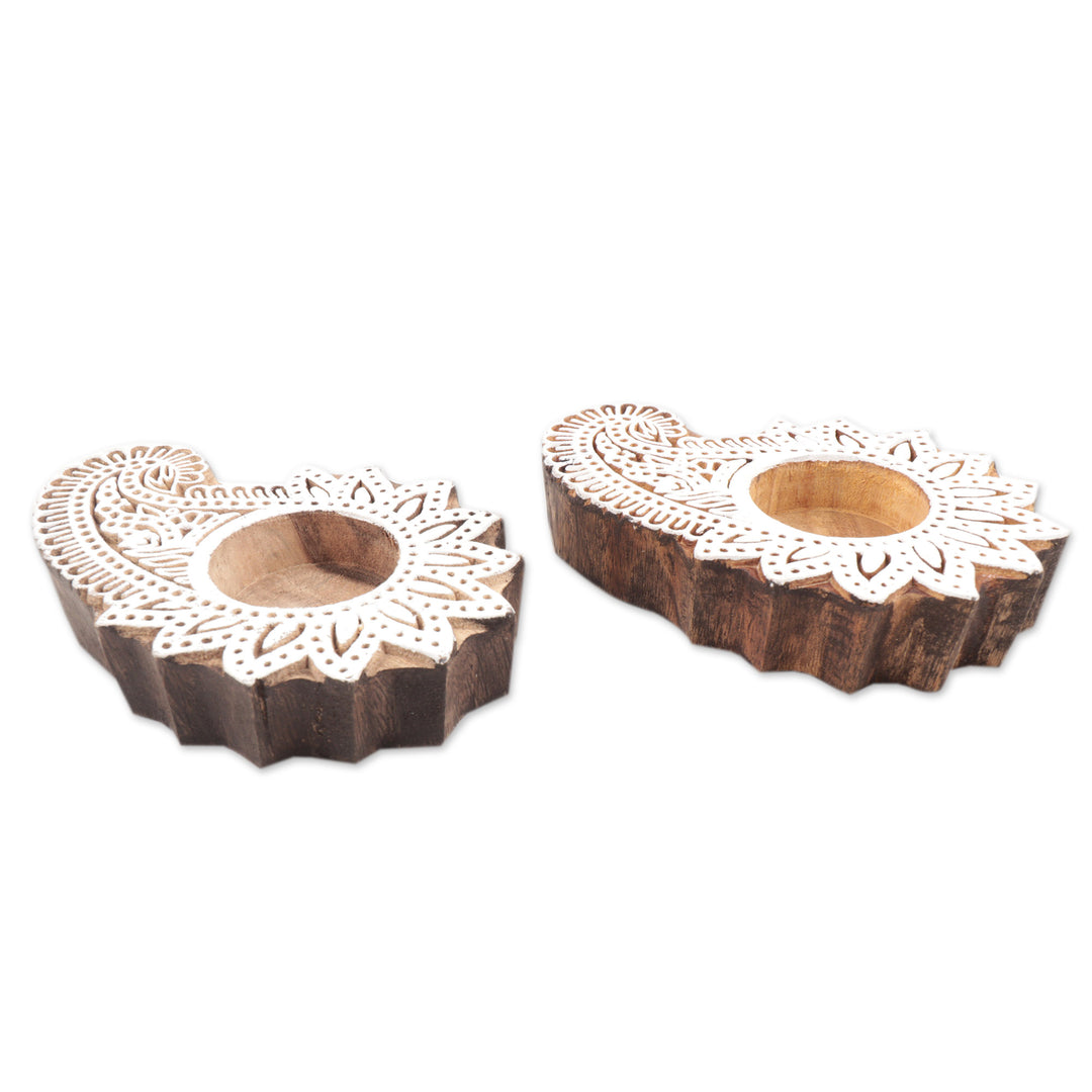 Handmade Tealight Candle Holders with Paisley Motif (Pair) - Kindled Paisley