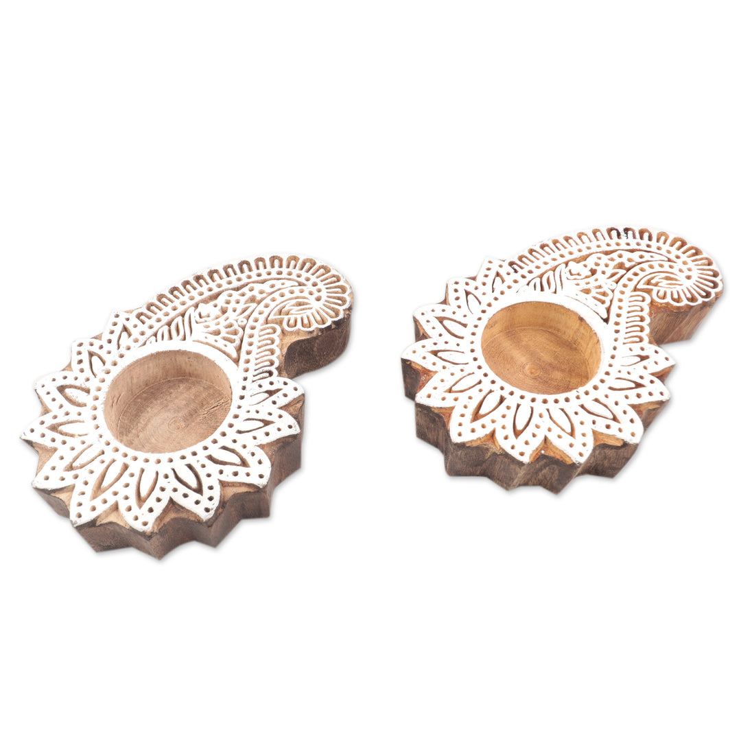 Handmade Tealight Candle Holders with Paisley Motif (Pair) - Kindled Paisley