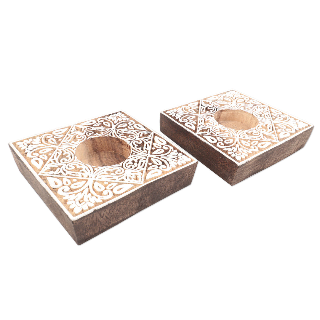 Artisan Crafted Tealight Candle Holders from India (Pair) - Celebration Day