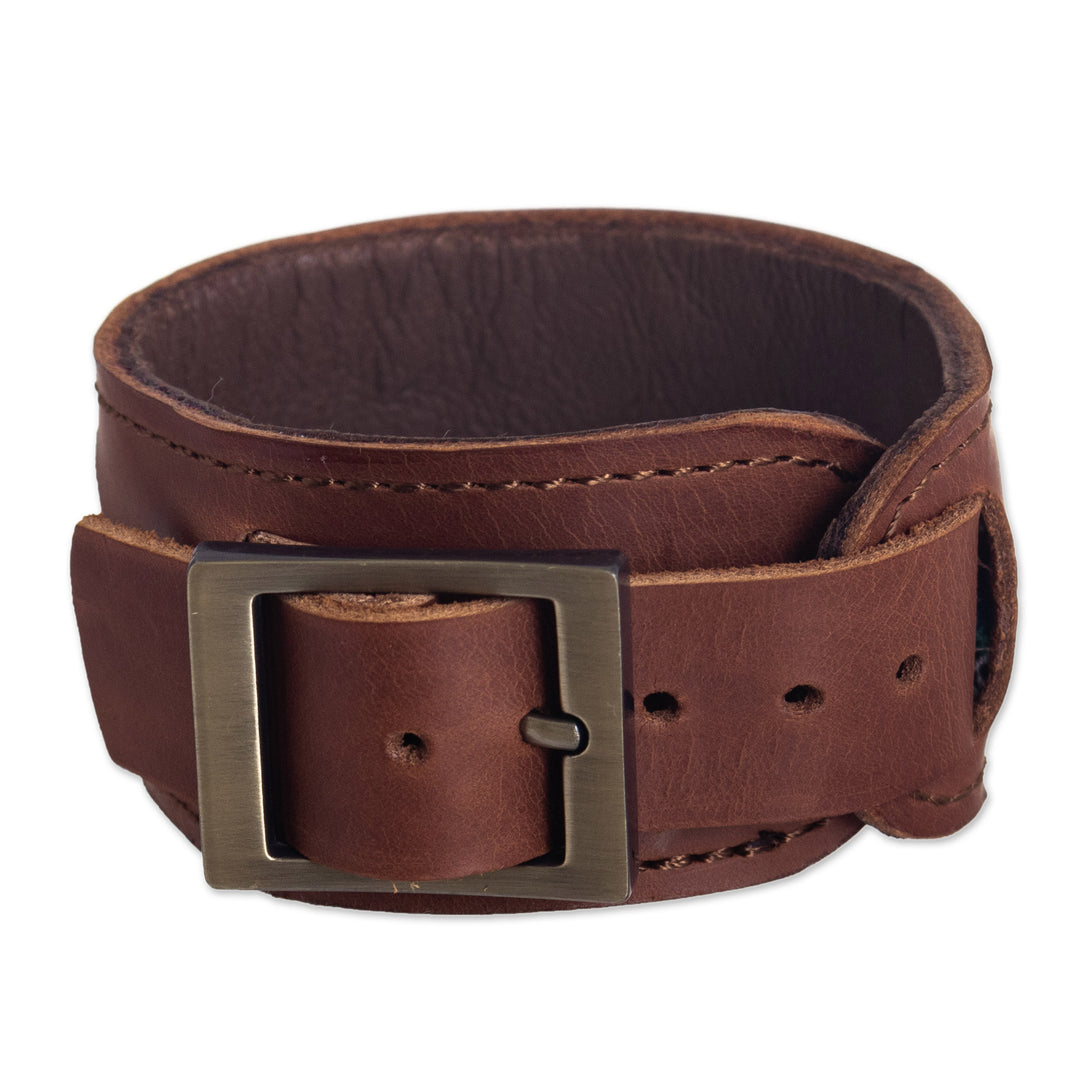 Handmade Leather and Wool Bracelet from Peru - Cusco Lands