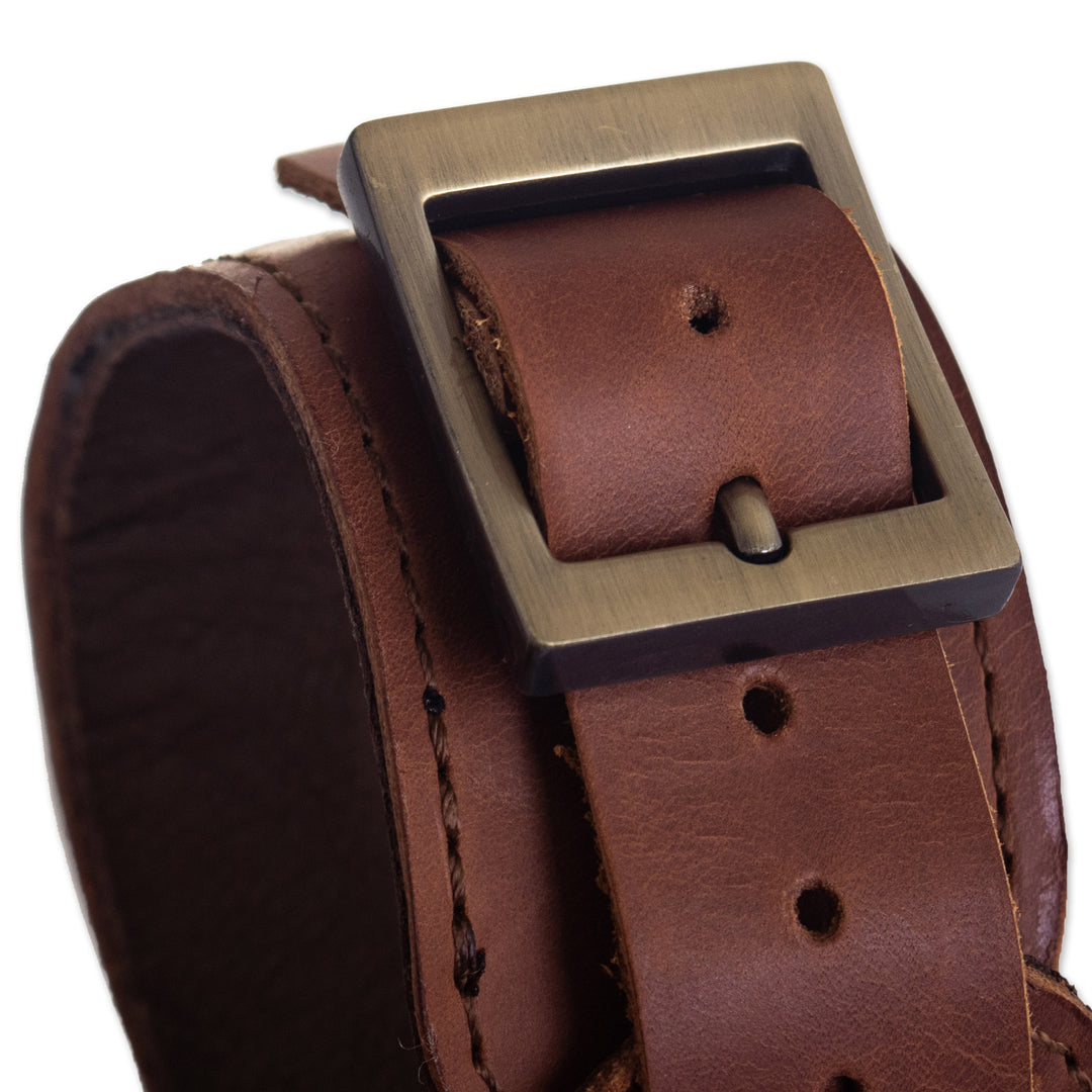 Handmade Leather and Wool Bracelet from Peru - Cusco Lands