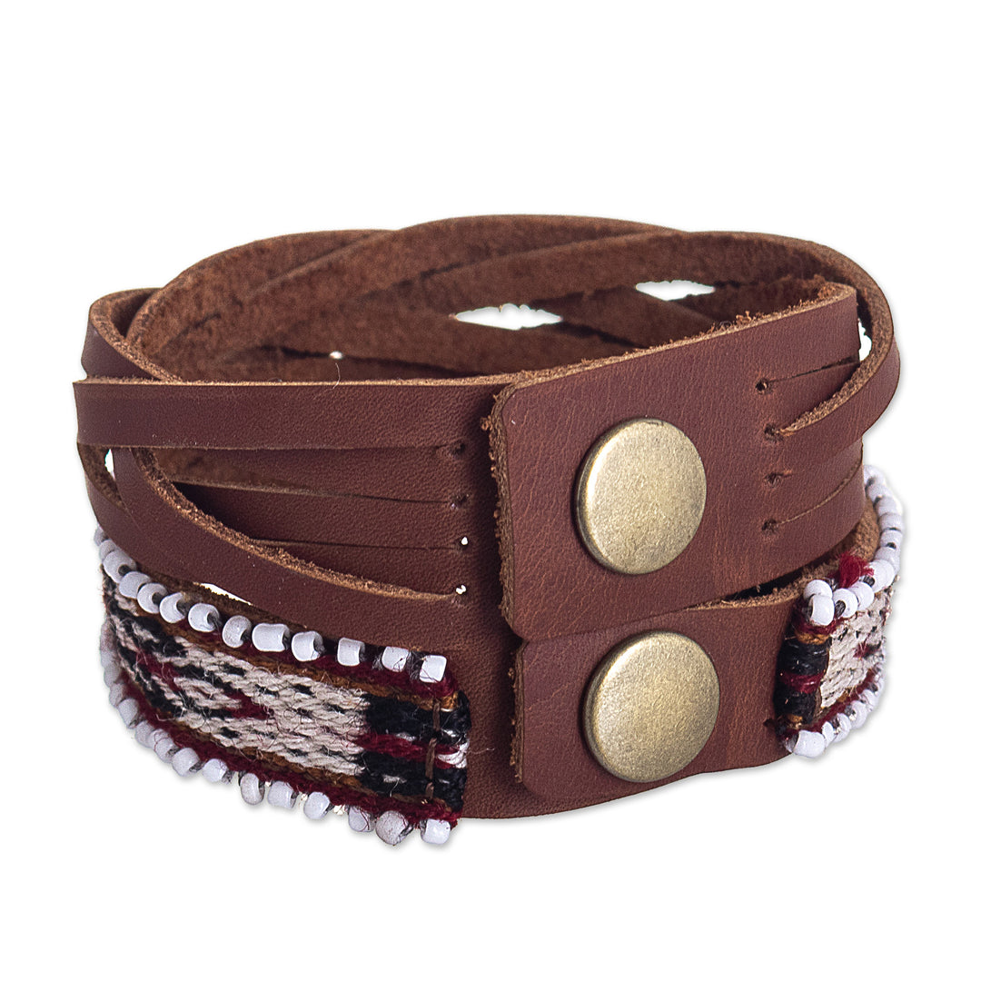 Textile and Leather Unisex Bracelet - Cusco Roads