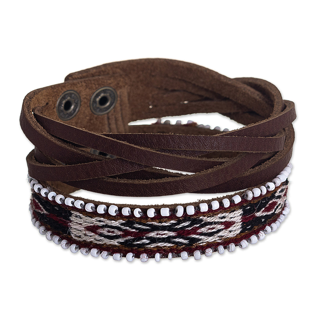 Andean Braided Leather and Wool Bracelet - Andean Roads