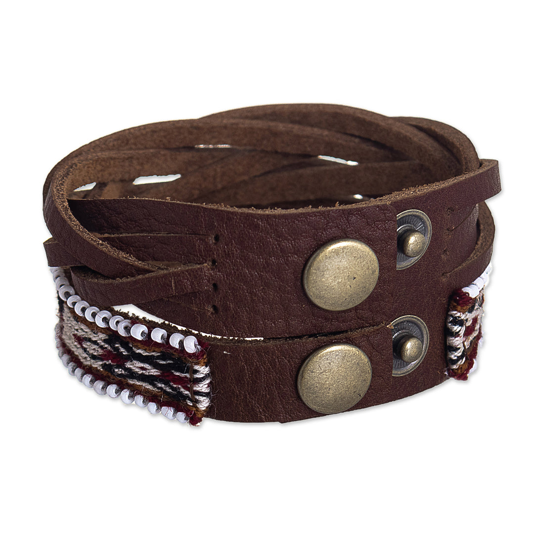Andean Braided Leather and Wool Bracelet - Andean Roads