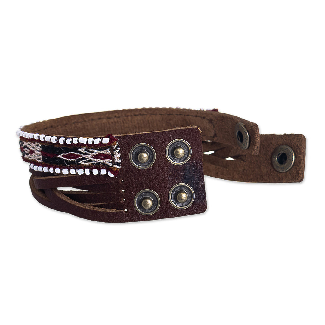 Andean Braided Leather and Wool Bracelet - Andean Roads