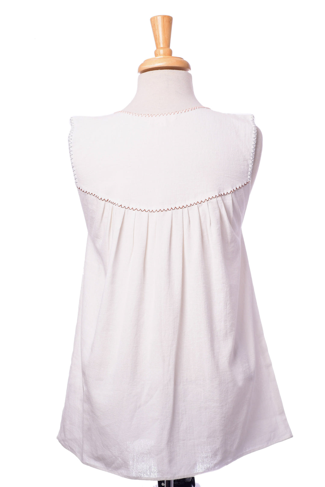 Artisan Crafted Sleeveless White Cotton Blouse from Mexico - Highlands