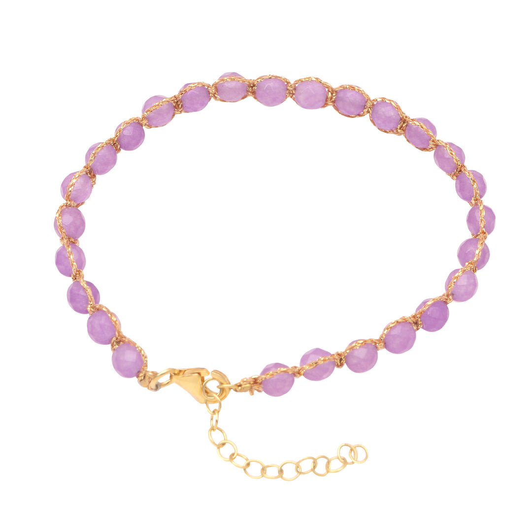 Artisan Crafted Bracelet with Purple Quartz - Purple and Gold
