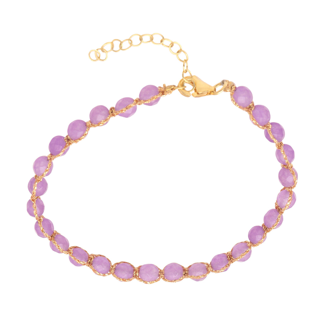 Artisan Crafted Bracelet with Purple Quartz - Purple and Gold