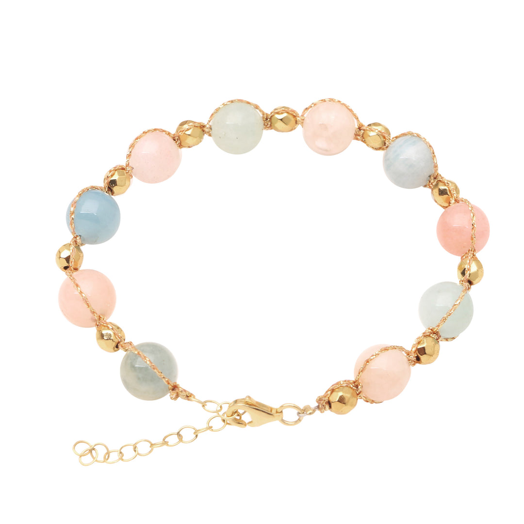 Beaded Beryl Bracelet from Bali - Pastel and Gold