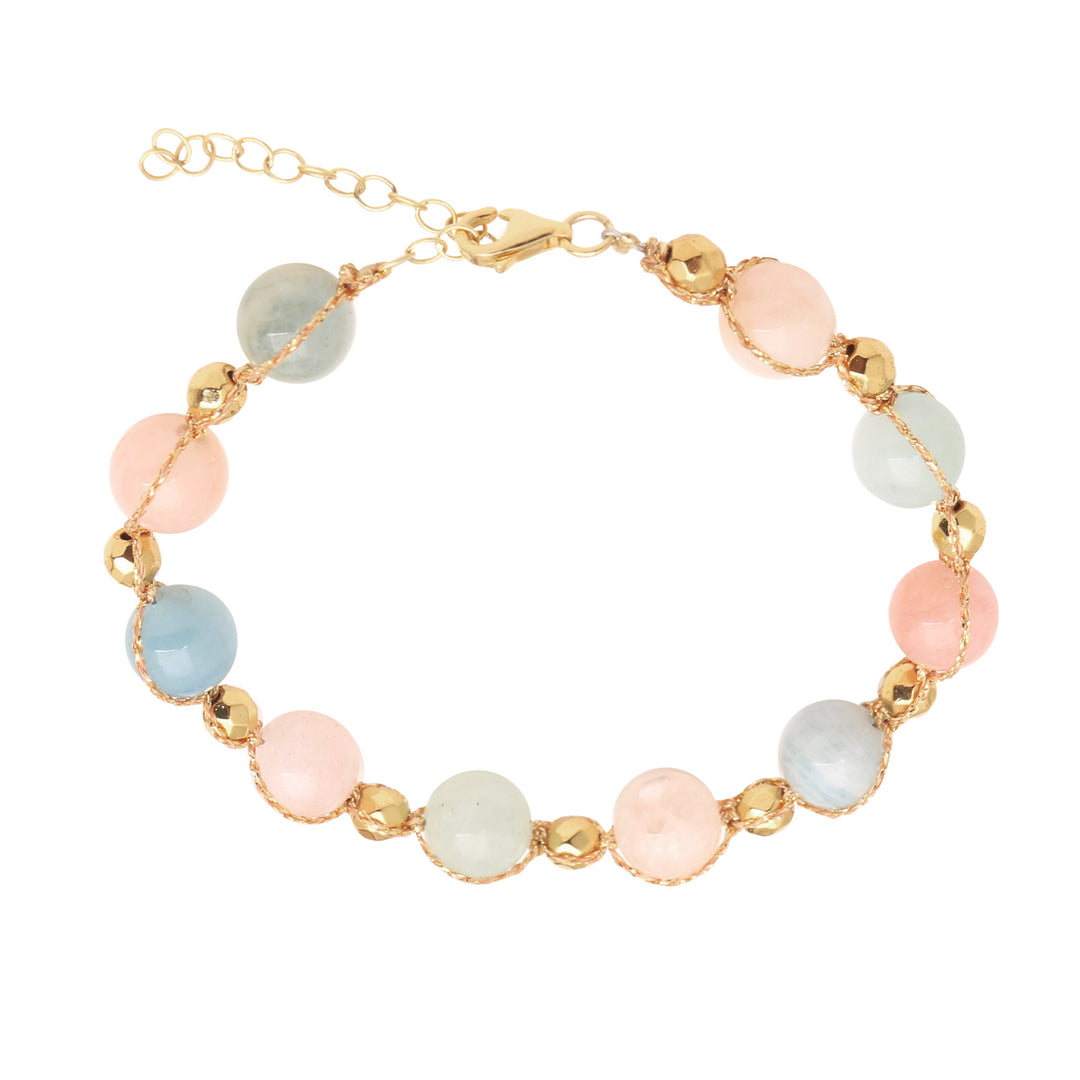 Beaded Beryl Bracelet from Bali - Pastel and Gold