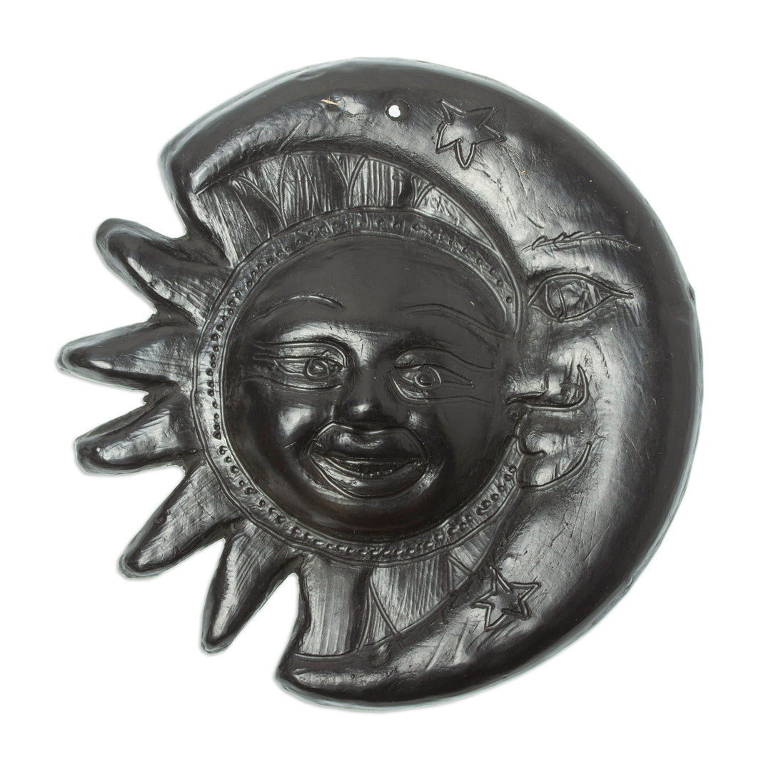 Artisan Crafted Barro Negro Wall Decor - Eclipsing Smile
