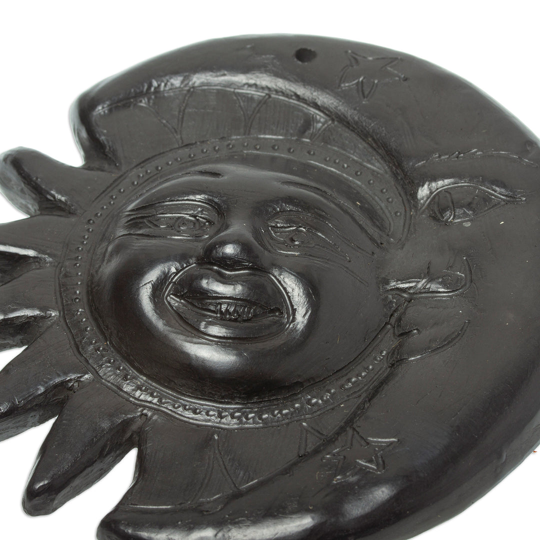Artisan Crafted Barro Negro Wall Decor - Eclipsing Smile