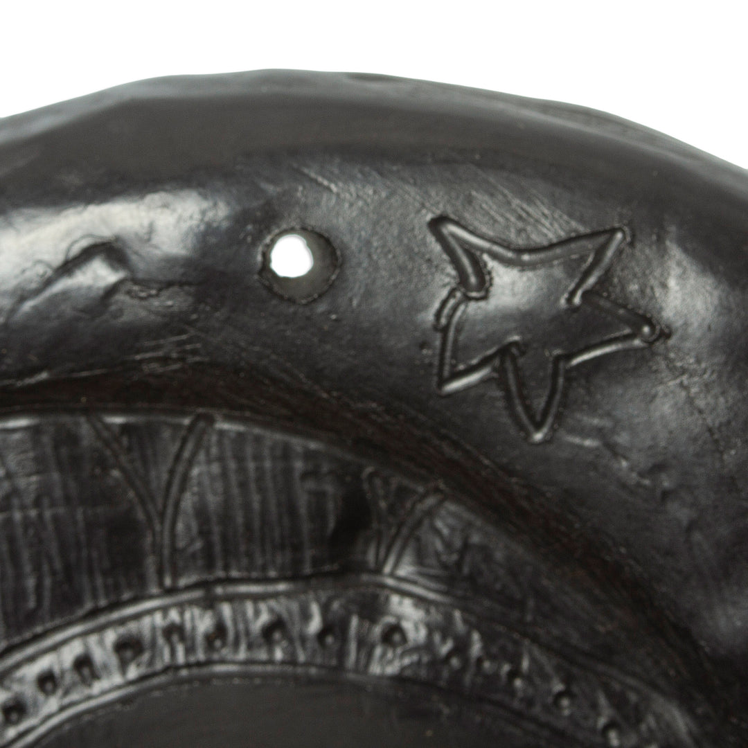 Artisan Crafted Barro Negro Wall Decor - Eclipsing Smile