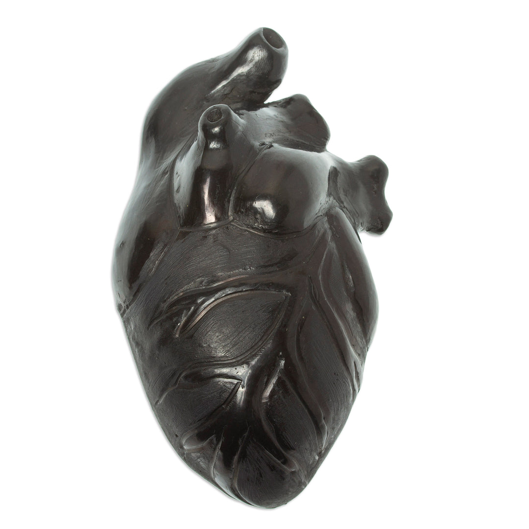 Handmade Black Clay Sculpture - Whole Heart