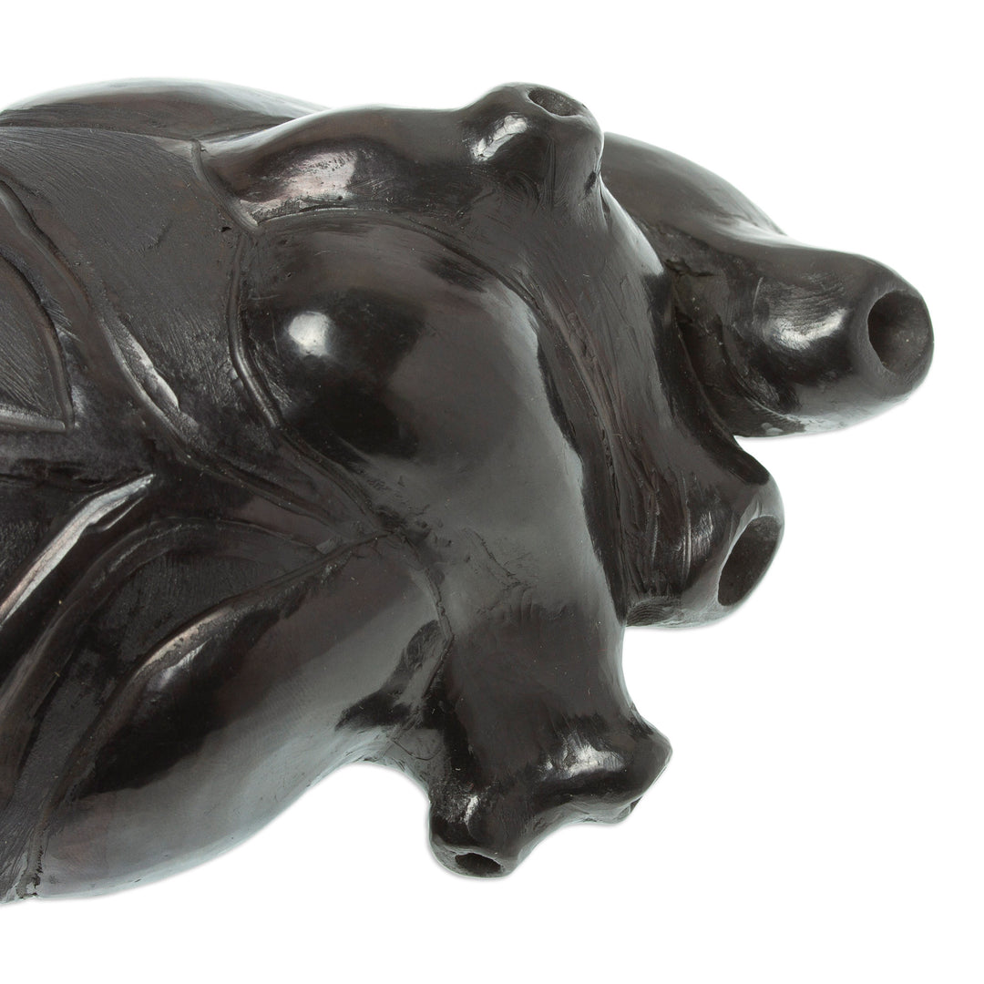 Handmade Black Clay Sculpture - Whole Heart