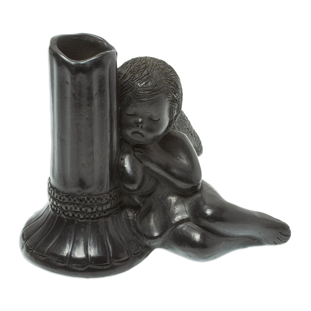 Handmade Taper Candleholder in Ceramic - Sleeping Angel