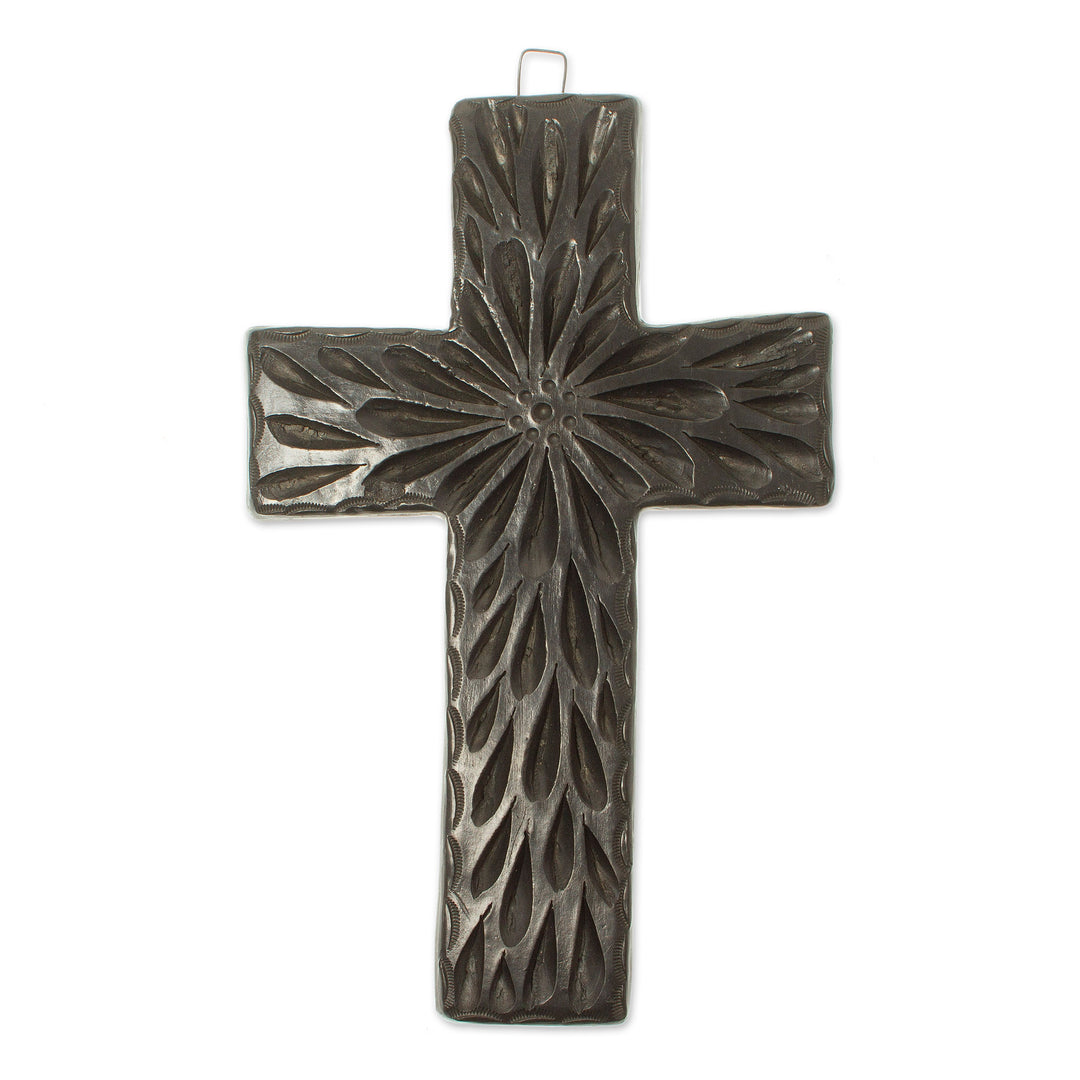 Artisan Crafted Barro Negro Wall Cross from Mexico - Oaxacan Faith