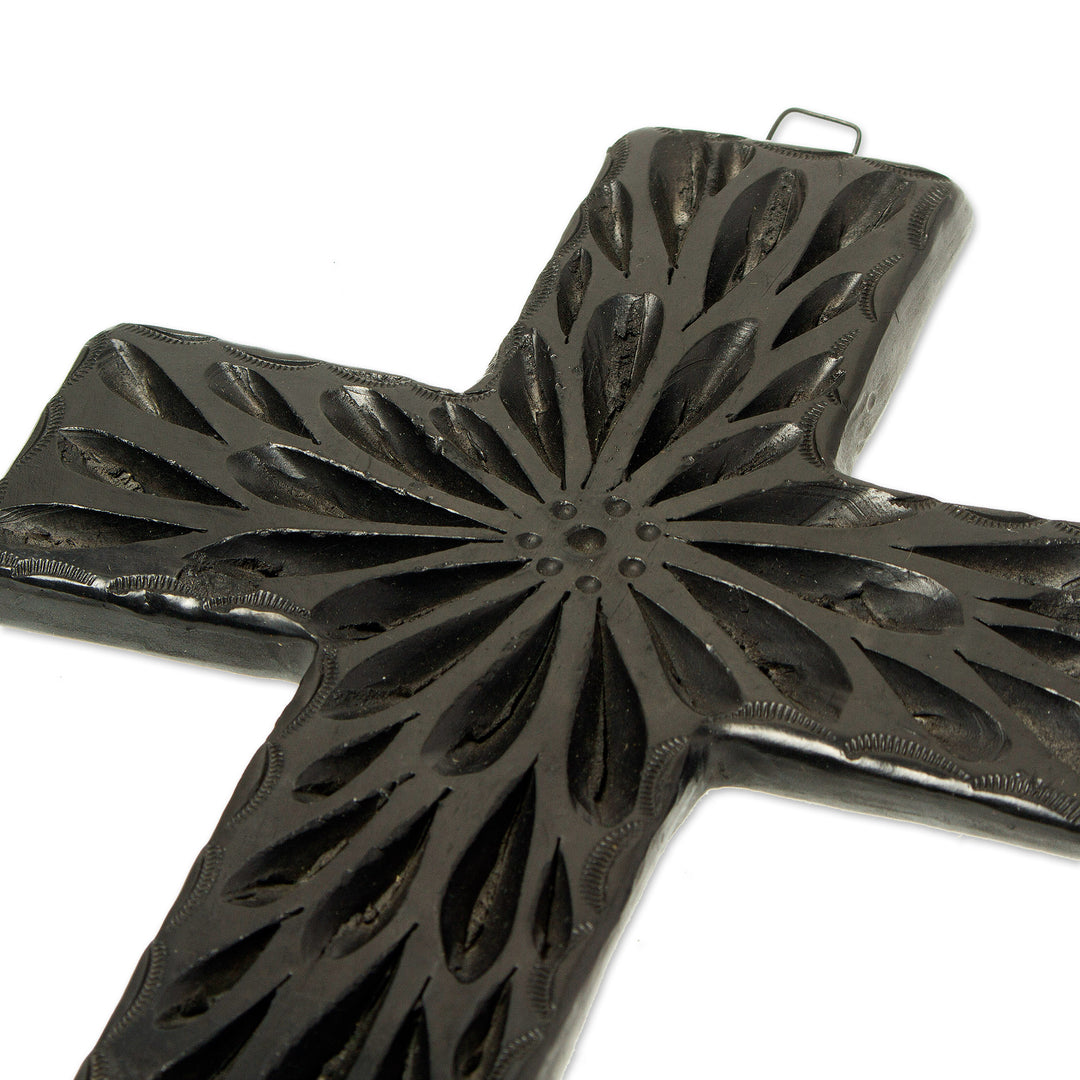 Artisan Crafted Barro Negro Wall Cross from Mexico - Oaxacan Faith