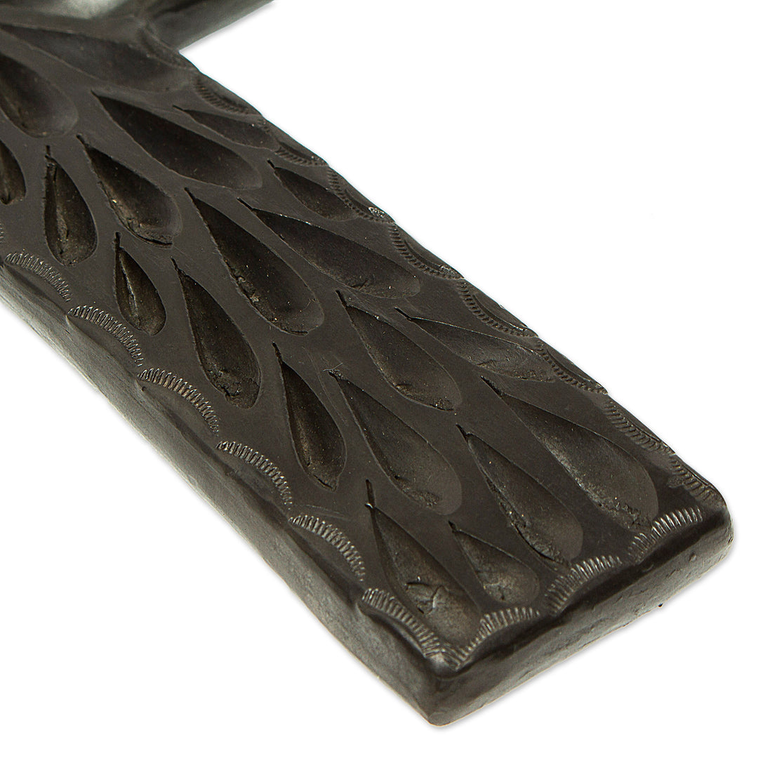 Artisan Crafted Barro Negro Wall Cross from Mexico - Oaxacan Faith