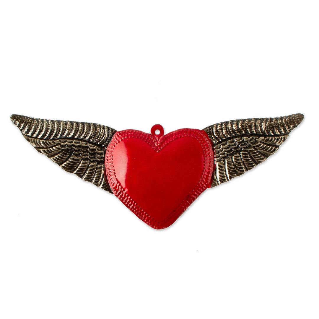Handcrafted Oaxacan Tin Wall Accent - Heart Takes Flight