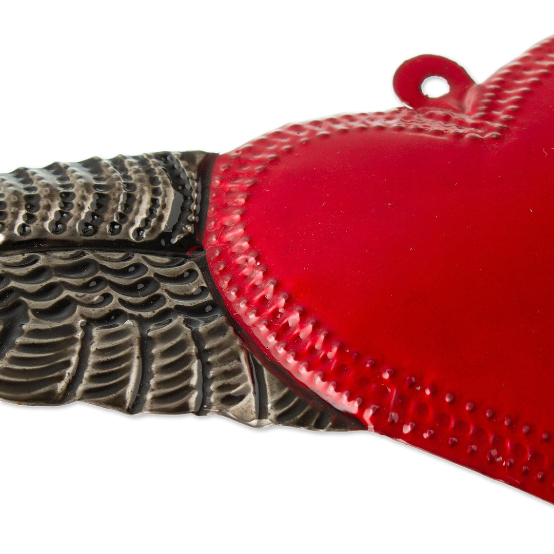 Handcrafted Oaxacan Tin Wall Accent - Heart Takes Flight