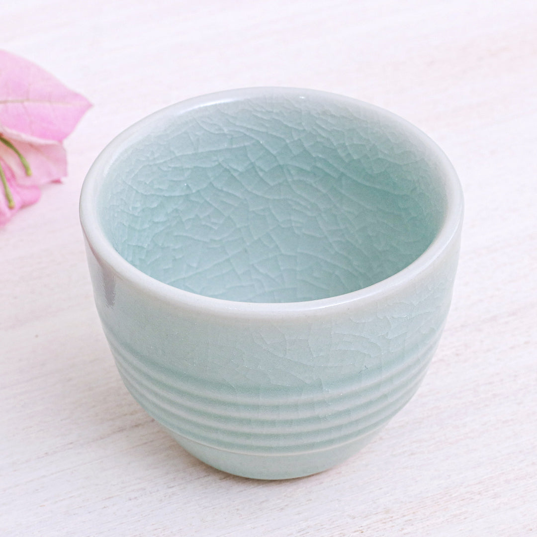 Aqua Celadon Ceramic Teacup - Relaxing Afternoon