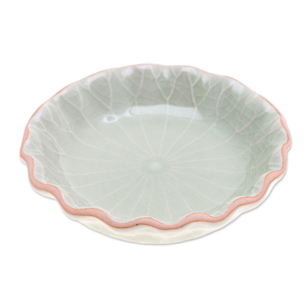 Handcrafted Celadon Bowl from Thailand - Festive Lotus