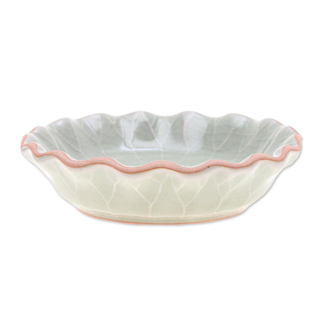 Handcrafted Celadon Bowl from Thailand - Festive Lotus