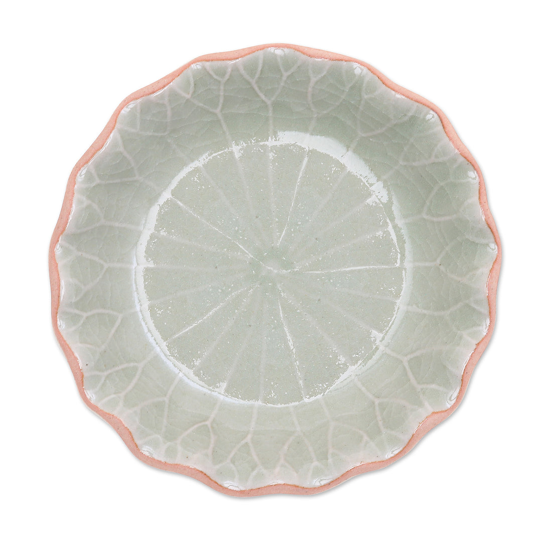 Handcrafted Celadon Bowl from Thailand - Festive Lotus
