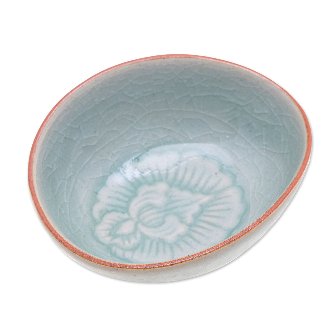 Handcrafted Floral Celadon Bowl - Vintage Flora