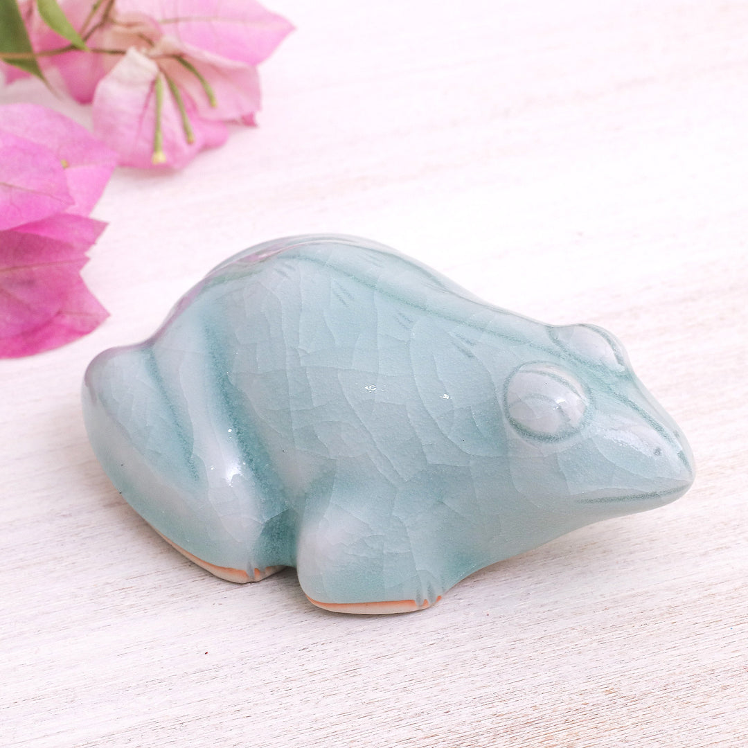 Handmade Celadon Ceramic Figurine - Thai Frog