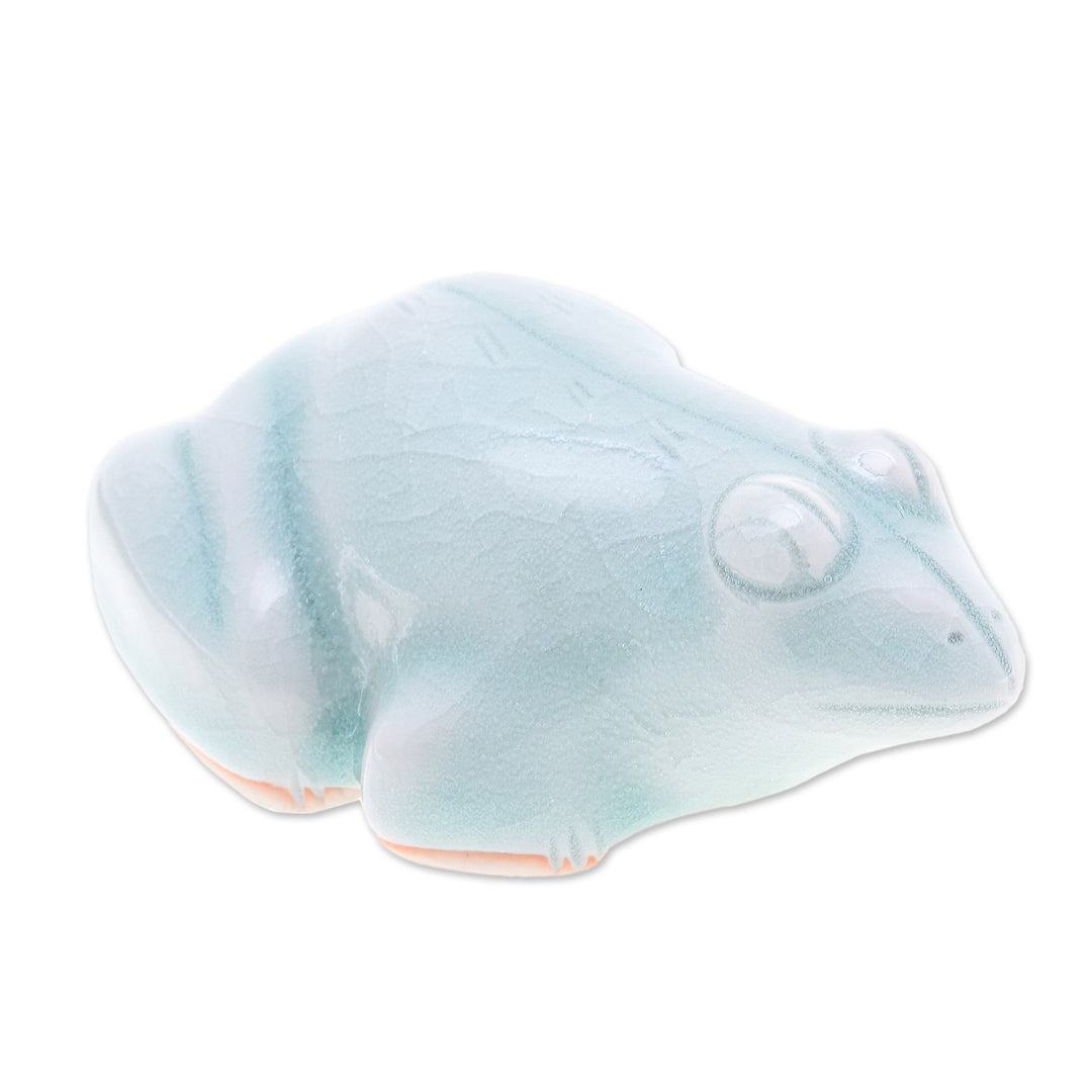 Handmade Celadon Ceramic Figurine - Thai Frog
