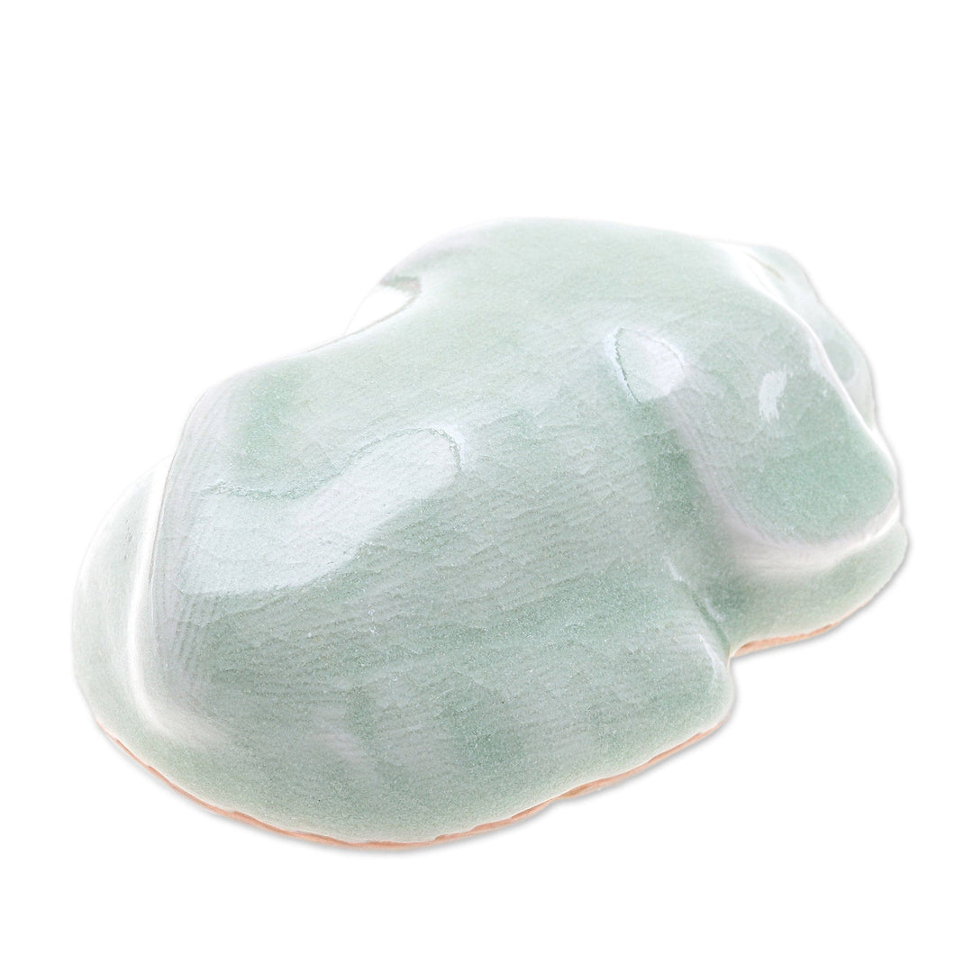 Green Celadon Ceramic Figurine - Scolded Pup