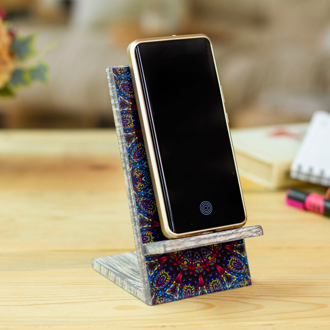 Decoupage Wood Phone Stand - Crazy Kaleidoscope