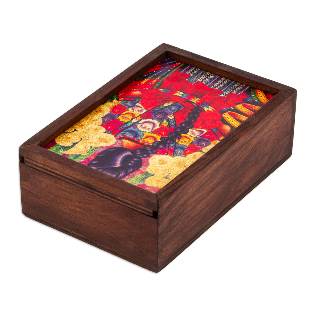 Handmade Decoupage Wood Box with Printed Cover from Mexico - Wistfulness