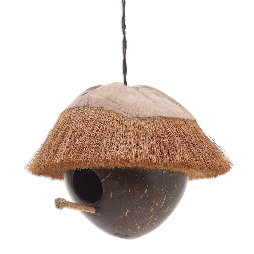 Coconut Shell and Bamboo Birdhouse from Bali - Twilight House