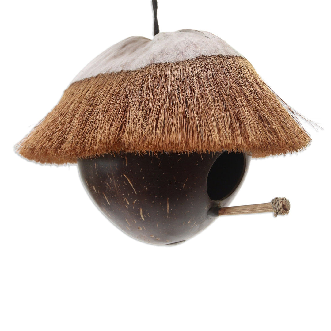 Coconut Shell and Bamboo Birdhouse from Bali - Twilight House