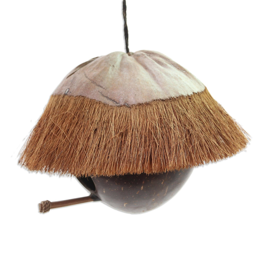 Coconut Shell and Bamboo Birdhouse from Bali - Twilight House