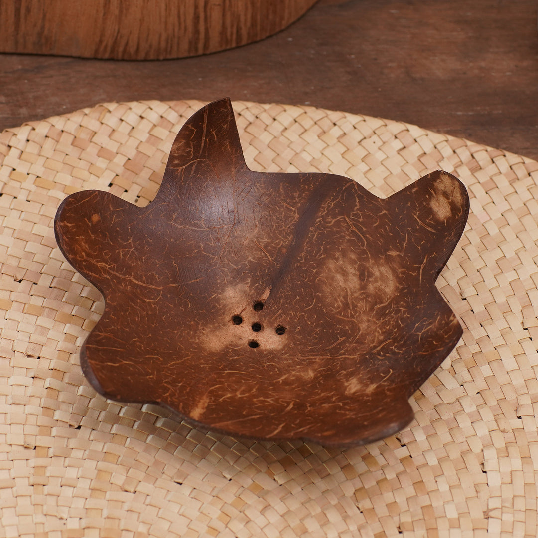 Coconut Shell Soap Dish with Turtle Motif - Come Clean