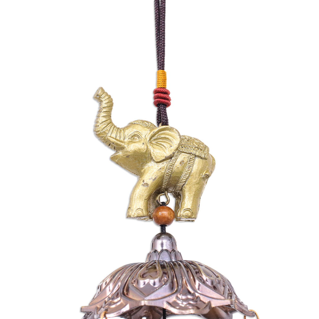 Elephant Themed Wind Chime Made from Aluminum and Brass - Wisdom Bells