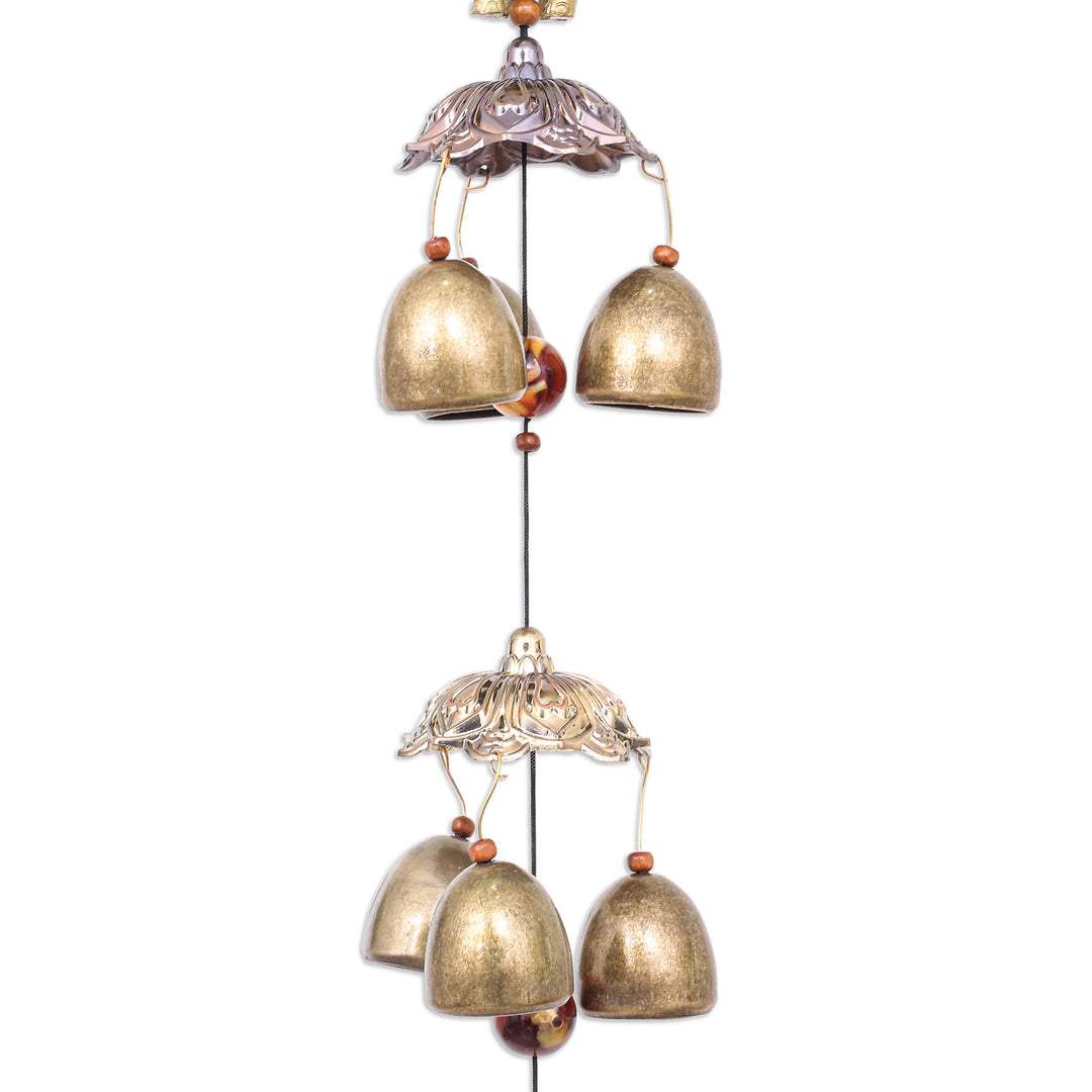 Elephant Themed Wind Chime Made from Aluminum and Brass - Wisdom Bells