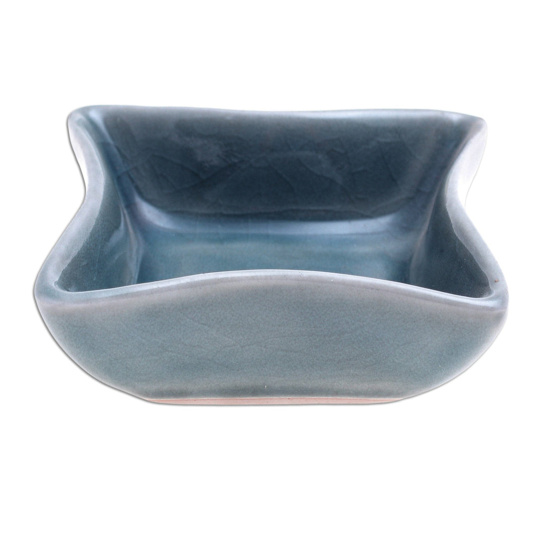 Small Blue Square Ceramic Bowl - Thai Kitchen in Blue